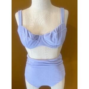 Victoria's Secret 2 Piece Bikini Set Womens Size 36C Blue Polyester Wide Strap